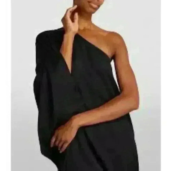 NEW NWT Rowan One-Sleeve Silk Dress Black Retails $500 - Picture 2 of 9